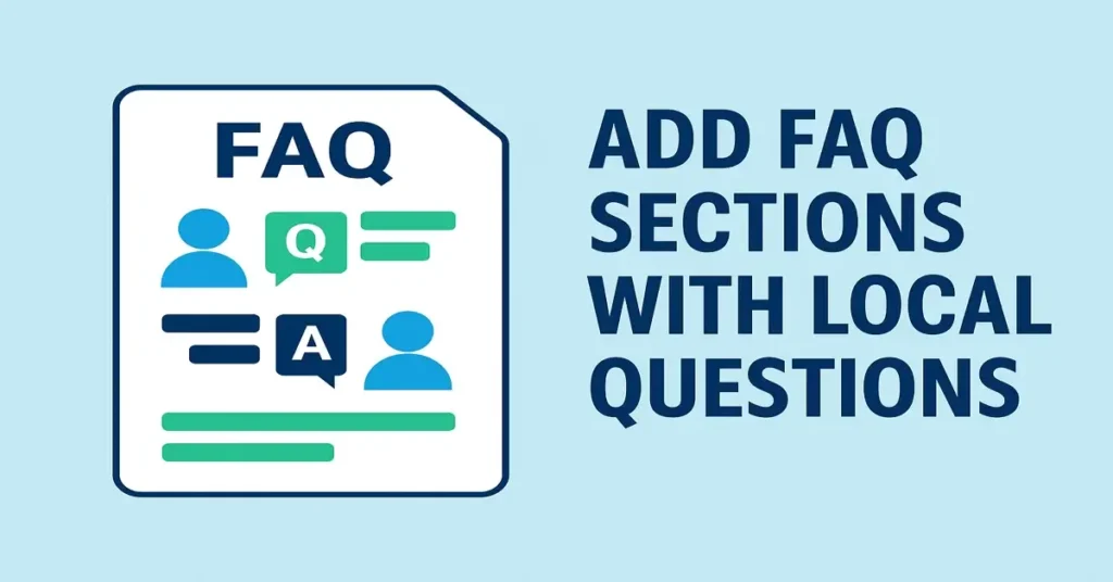 Flat-style illustration of a paper marked FAQ with user icons and Q&A speech bubbles, emphasizing local voice-driven questions.